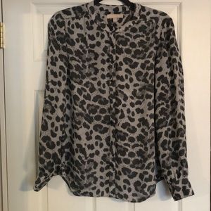 Grey Leopard Print Blouse